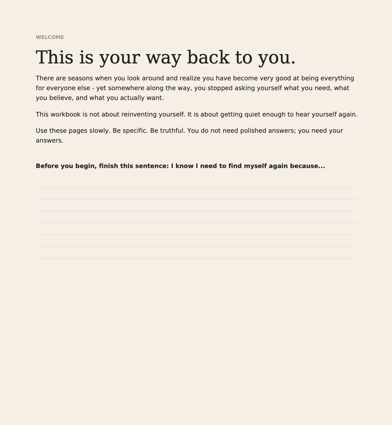 Find Yourself Again - Premium Workbook
